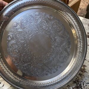 Intricate Silver Floral Tray